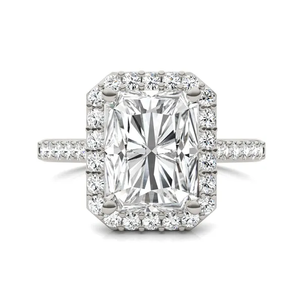 Radiant Signature Accented Halo Engagement Ring
