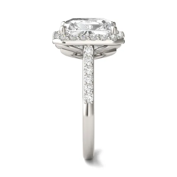 Radiant Signature Accented Halo Engagement Ring