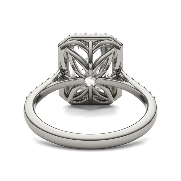 Radiant Signature Accented Halo Engagement Ring