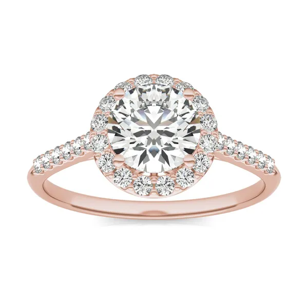 Round Brilliant Signature Accented Halo Engagement Ring