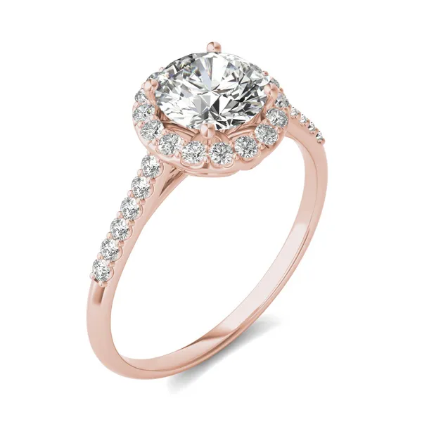 Round Brilliant Signature Accented Halo Engagement Ring