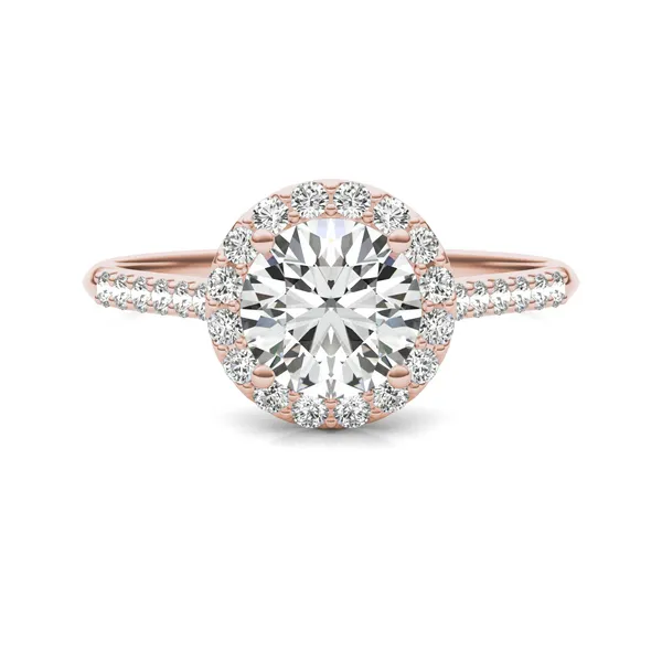 Round Brilliant Signature Accented Halo Engagement Ring