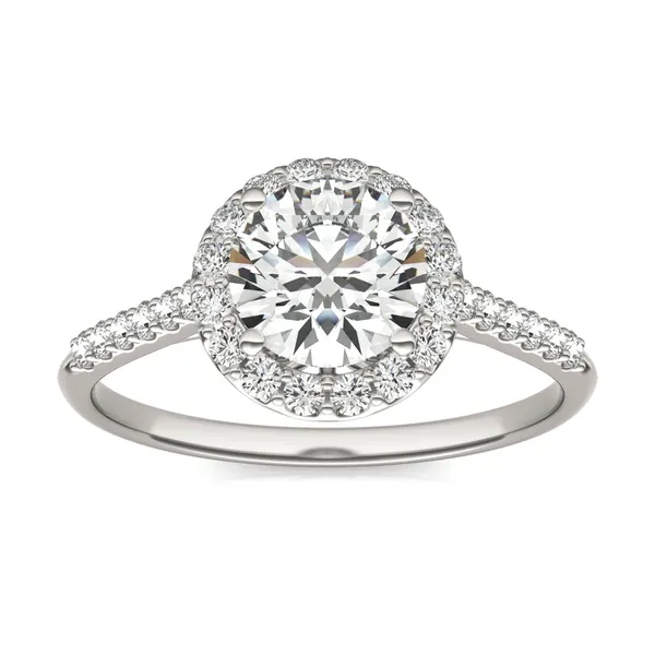 Round Brilliant Signature Accented Halo Engagement Ring