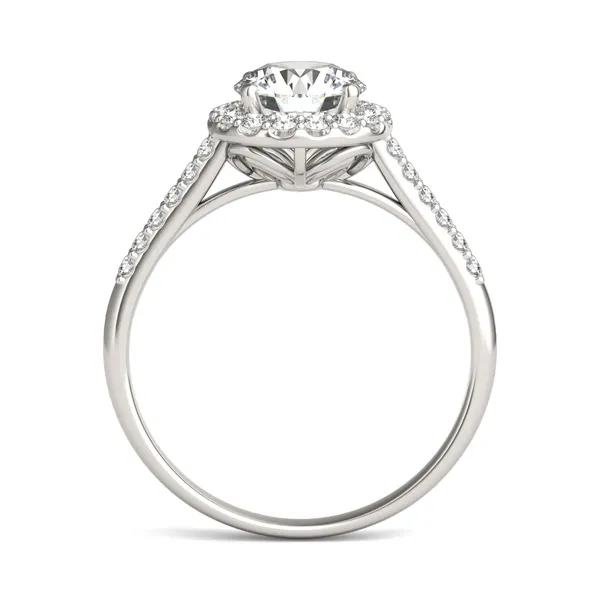 Round Brilliant Signature Accented Halo Engagement Ring