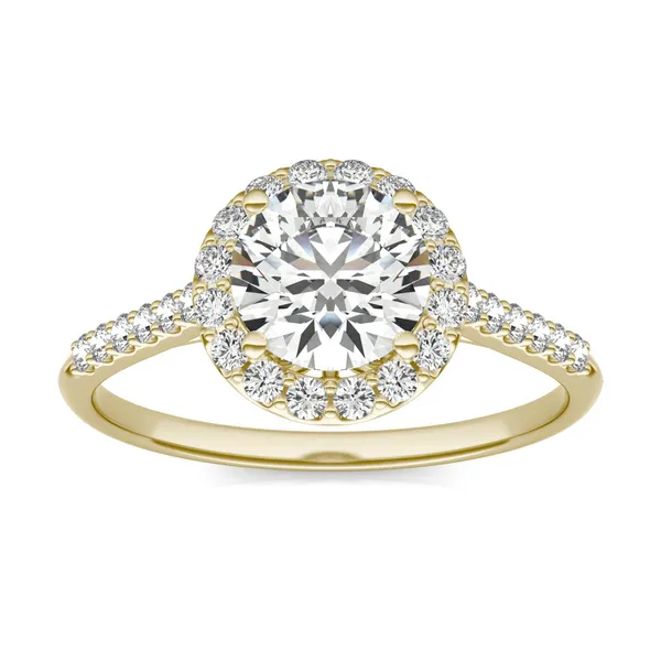 Round Brilliant Signature Accented Halo Engagement Ring