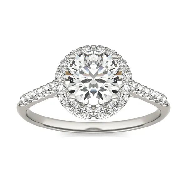 Round Brilliant Signature Accented Halo Engagement Ring