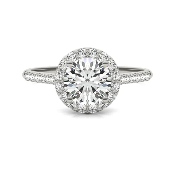 Round Brilliant Signature Accented Halo Engagement Ring
