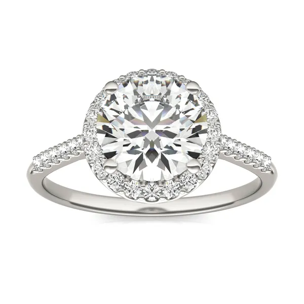 Round Brilliant Signature Accented Halo Engagement Ring