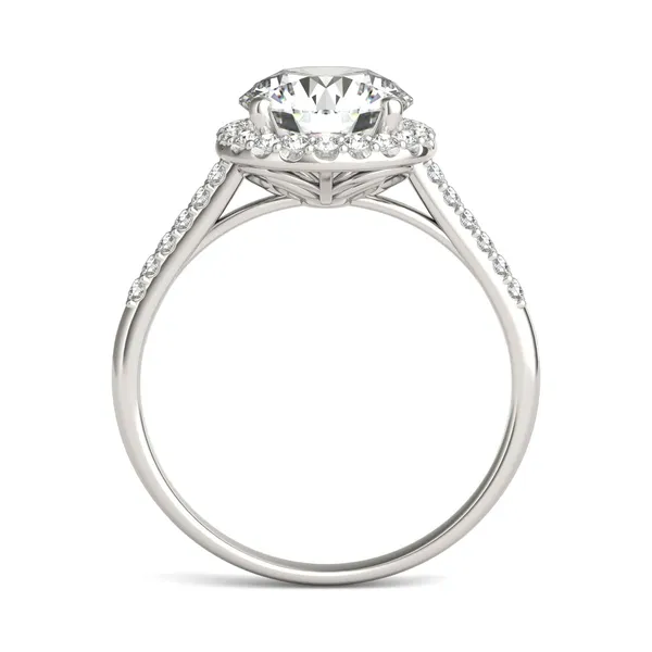 Round Brilliant Signature Accented Halo Engagement Ring