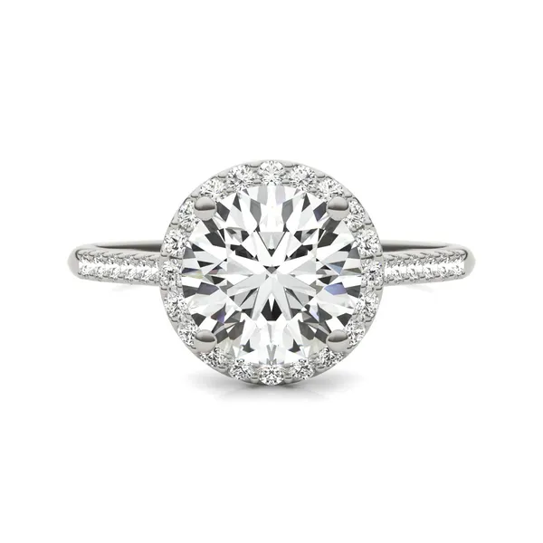 Round Brilliant Signature Accented Halo Engagement Ring