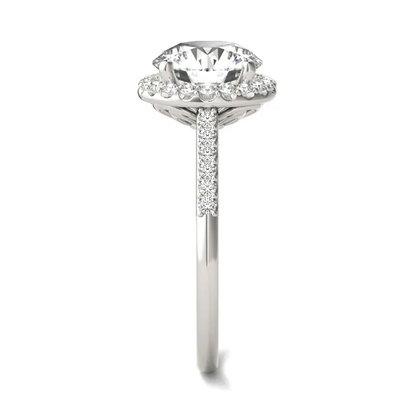 Round Brilliant Signature Accented Halo Engagement Ring