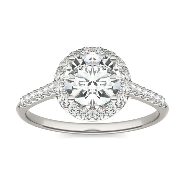 Round Hearts & Arrows Signature Accented Halo Engagement Ring