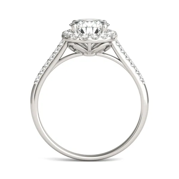 Round Hearts & Arrows Signature Accented Halo Engagement Ring