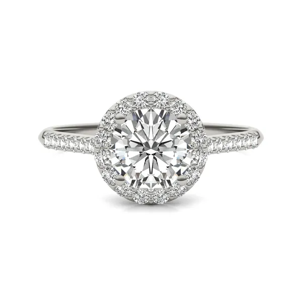 Round Hearts & Arrows Signature Accented Halo Engagement Ring