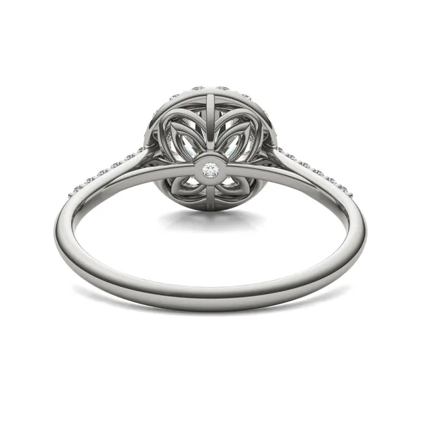 Round Hearts & Arrows Signature Accented Halo Engagement Ring