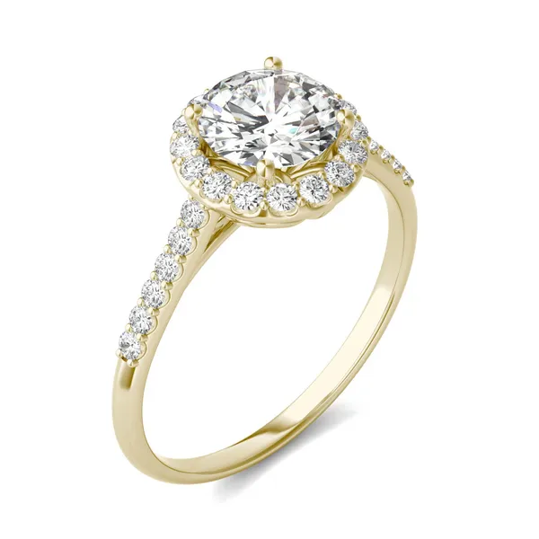 Round Hearts & Arrows Signature Accented Halo Engagement Ring