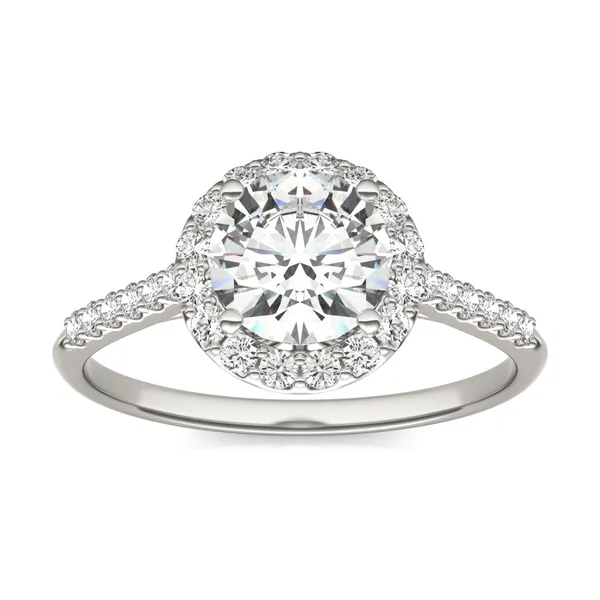 Round Hearts & Arrows Signature Accented Halo Engagement Ring