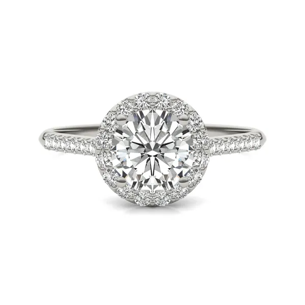 Round Hearts & Arrows Signature Accented Halo Engagement Ring