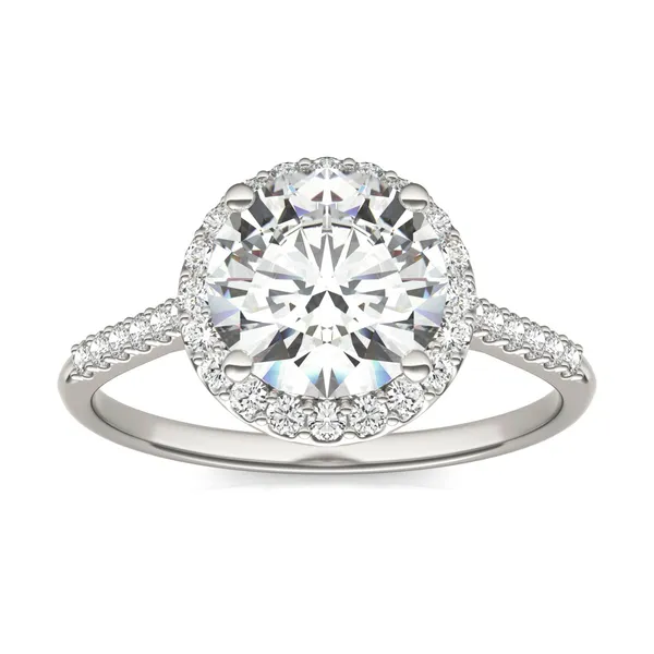 Round Hearts & Arrows Signature Accented Halo Engagement Ring