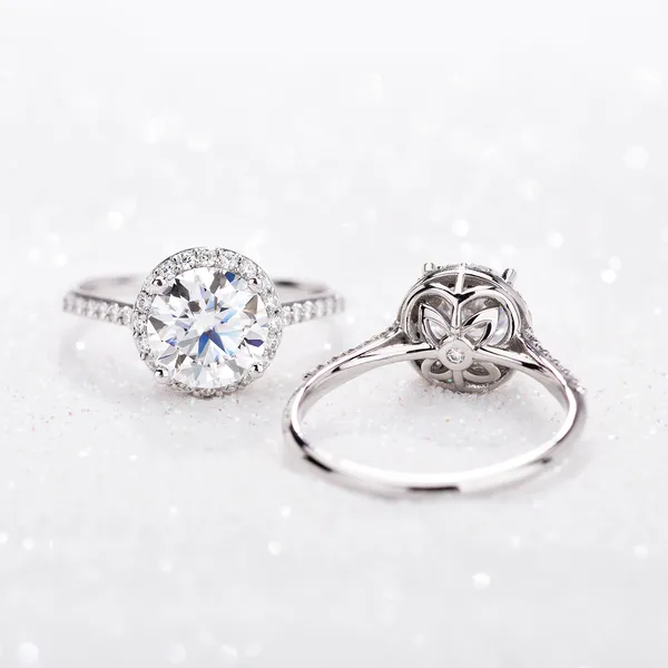 Round Hearts & Arrows Signature Accented Halo Engagement Ring