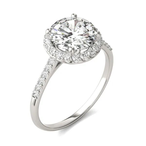 Round Hearts & Arrows Signature Accented Halo Engagement Ring
