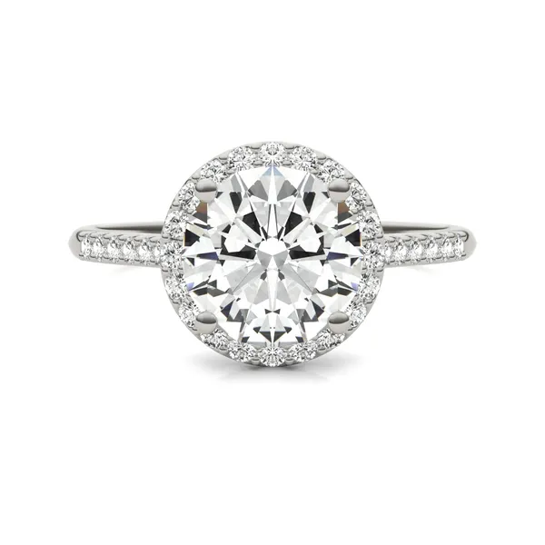 Round Hearts & Arrows Signature Accented Halo Engagement Ring