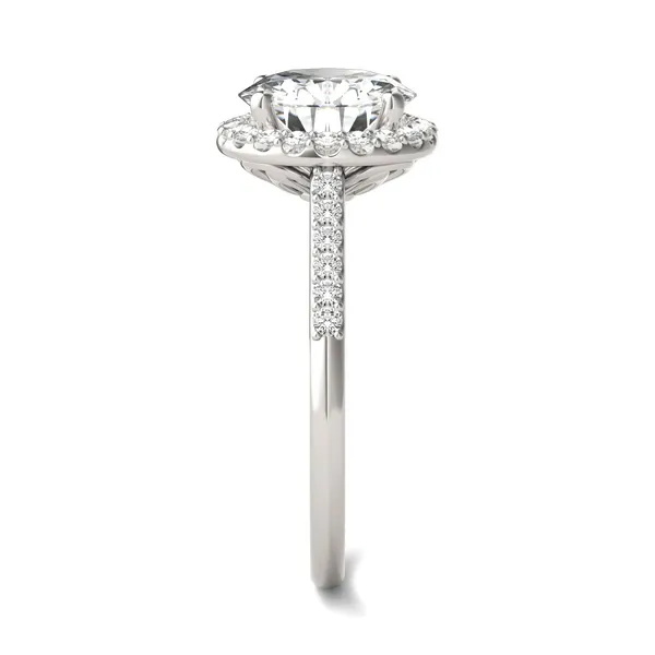 Round Hearts & Arrows Signature Accented Halo Engagement Ring