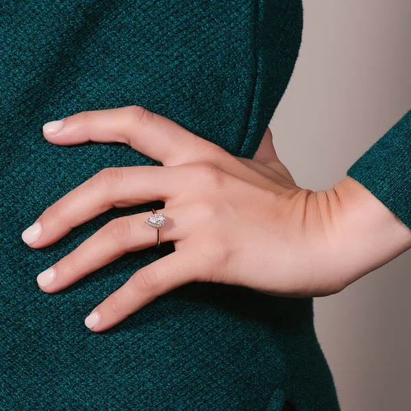 Pear Signature Halo Engagement Ring