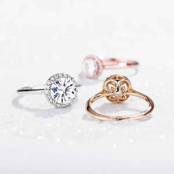 Round Hearts & Arrows Signature Halo Engagement Ring