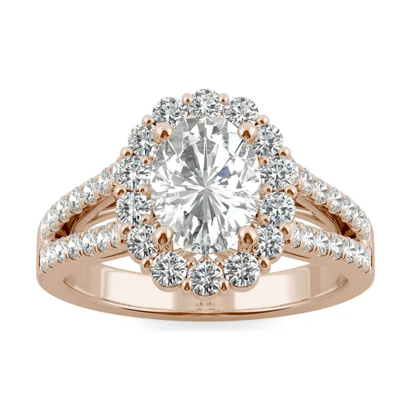 Oval Signature Split Shank Accented Halo Engagement Ring
