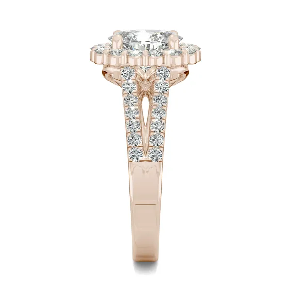 Oval Signature Split Shank Accented Halo Engagement Ring