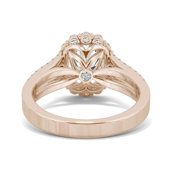 Oval Signature Split Shank Accented Halo Engagement Ring