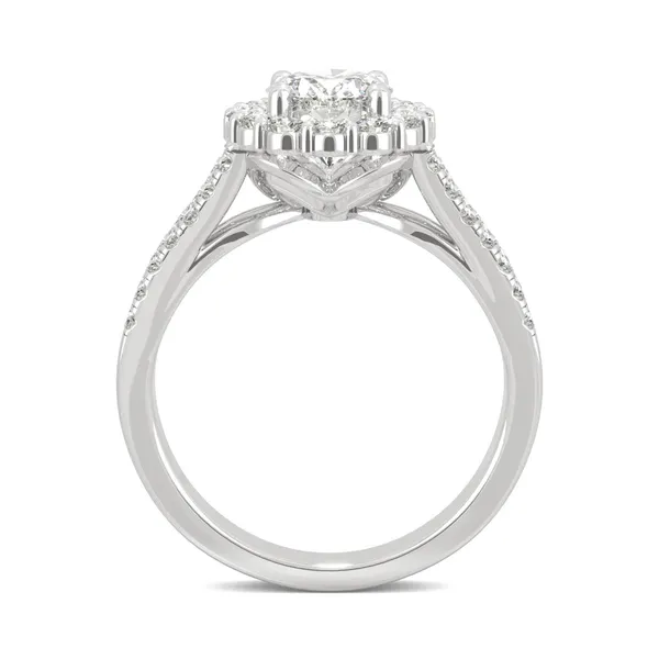 Oval Signature Split Shank Accented Halo Engagement Ring