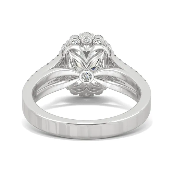 Oval Signature Split Shank Accented Halo Engagement Ring