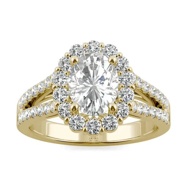 Oval Signature Split Shank Accented Halo Engagement Ring