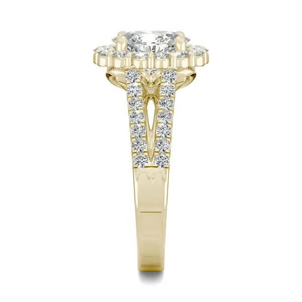 Oval Signature Split Shank Accented Halo Engagement Ring