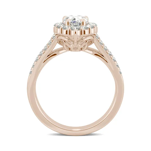 Pear Signature Split Shank Accented Halo Engagement Ring