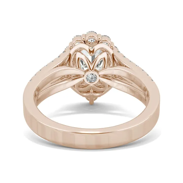Pear Signature Split Shank Accented Halo Engagement Ring
