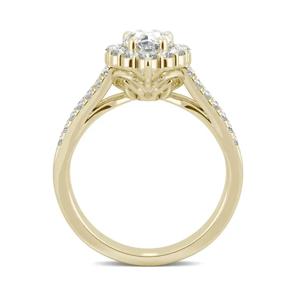Pear Signature Split Shank Accented Halo Engagement Ring