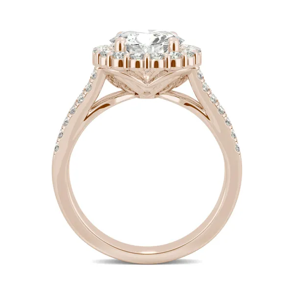 Round Hearts & Arrows Signature Split Shank Accented Halo Engagement Ring