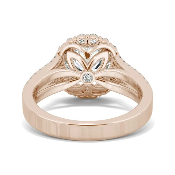 Round Hearts & Arrows Signature Split Shank Accented Halo Engagement Ring