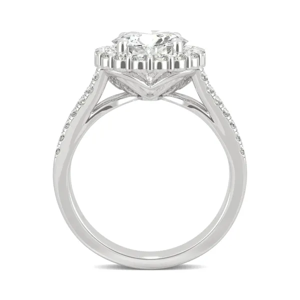 Round Hearts & Arrows Signature Split Shank Accented Halo Engagement Ring