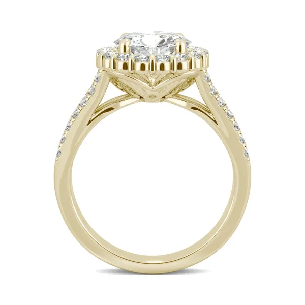 Round Hearts & Arrows Signature Split Shank Accented Halo Engagement Ring