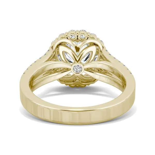 Round Hearts & Arrows Signature Split Shank Accented Halo Engagement Ring