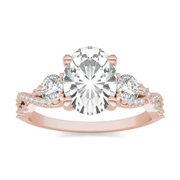 Oval Twisted Accented Three-Stone Engagement Ring