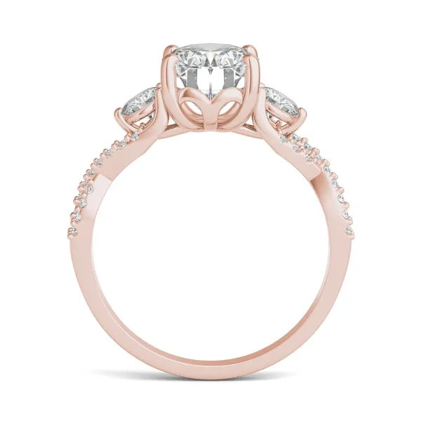 Oval Twisted Accented Three-Stone Engagement Ring