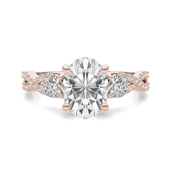 Oval Twisted Accented Three-Stone Engagement Ring