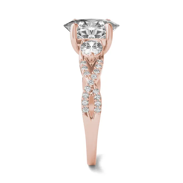 Oval Twisted Accented Three-Stone Engagement Ring