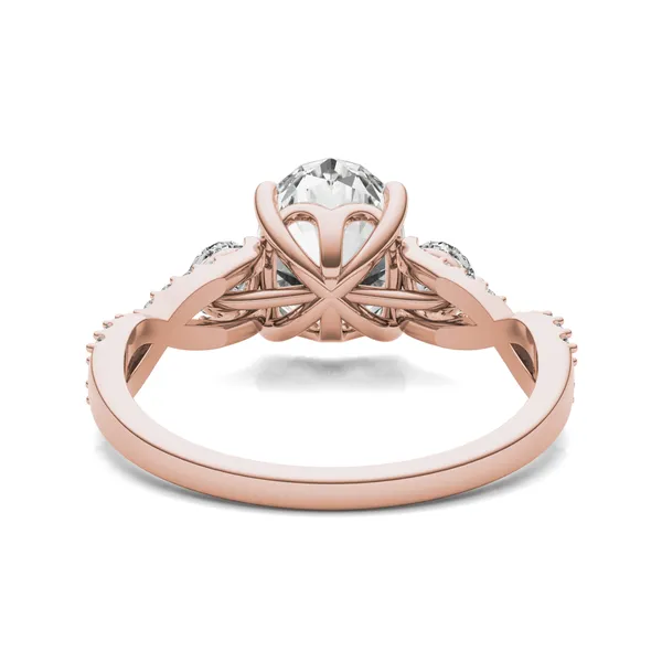 Oval Twisted Accented Three-Stone Engagement Ring