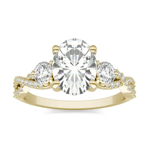 Oval Twisted Accented Three-Stone Engagement Ring